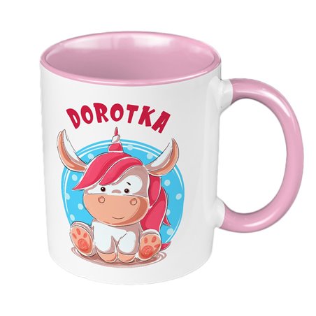 Kubek 330 ml kolorowy "Jednorożec"- podaj imię dziecka.