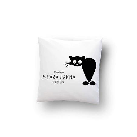Poduszka "Stara Panna z kotem".