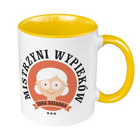 "Mistrzyni wypieków" - Kubek 330 ml kolorowy dla babci.