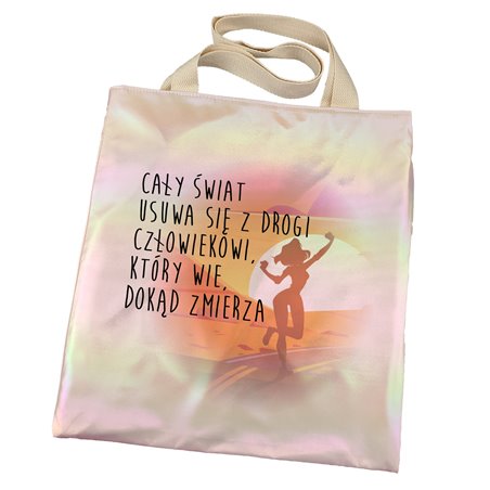 Torba holograficzna różowa- "Cały świat".