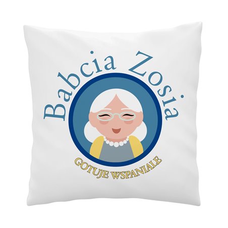 Poduszka dla babci z grafiką "Babcia gotuje wspaniale".