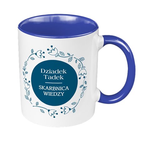 Kubek 330 ml kolorowy dla dziadka "Dziadek skarbnica wiedzy".