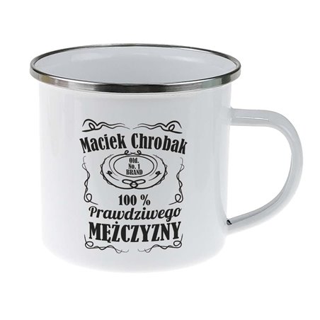 Kubek emaliowany dla prawdziwego mężczyzny- w stylu Jack Daniel's.