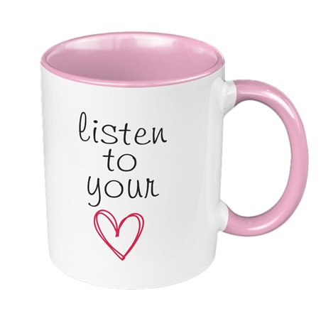 Kubek 330 ml kolorowy na Walentynki  "Listen to your".