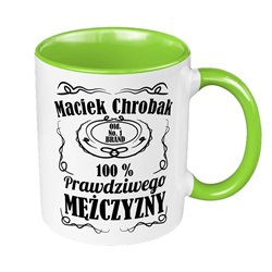 Kubek 330 ml kolorowy "100 % prawdziwego mężczyzny". 2