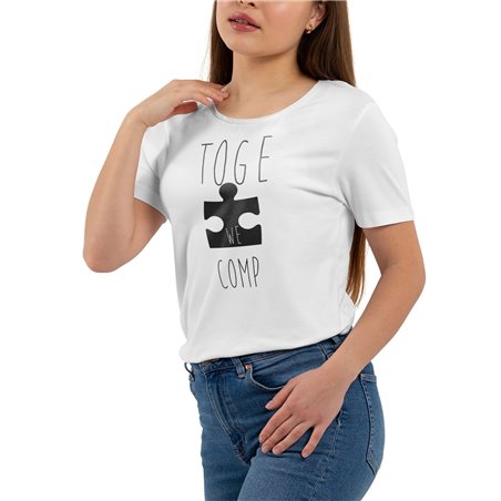 "Together we are complete" dla niej - koszulka biała damska z tekstem.