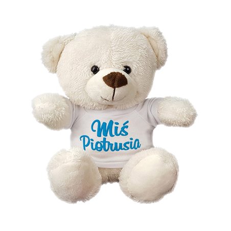 Maskotka miś biały, super mięciutki z imieniem dziecka - 18 cm - idealny pomysł na prezent.
