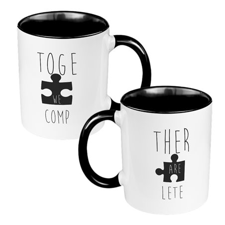 Zestaw kubków 330 ml białe dla pary "Together we are complete".