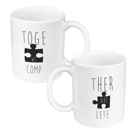 Zestaw kubków 330 ml białe dla pary "Together we are complete".