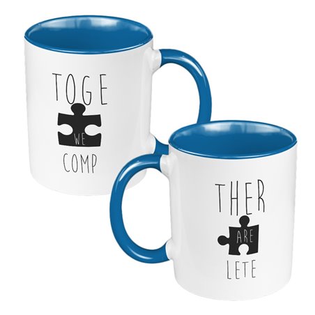 Zestaw kubków 330 ml białe dla pary "Together we are complete".