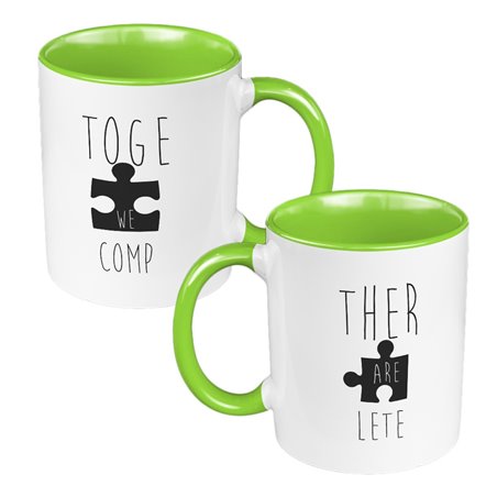 Zestaw kubków 330 ml białe dla pary "Together we are complete".