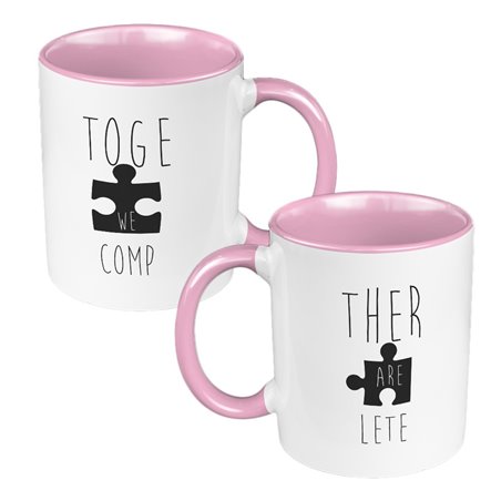 Zestaw kubków 330 ml białe dla pary "Together we are complete".