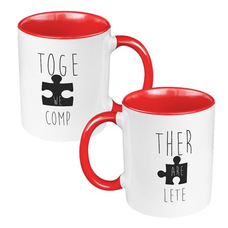 Zestaw kubków 330 ml białe dla pary "Together we are complete".