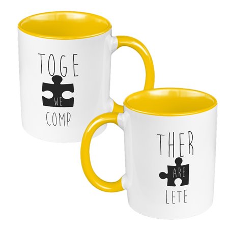 Zestaw kubków 330 ml białe dla pary "Together we are complete".