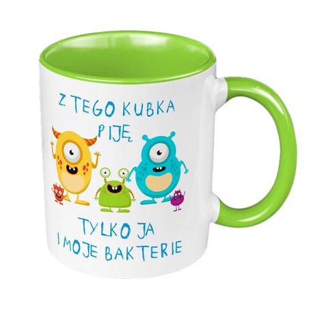 Kubek 330 ml kolorowy z tekstem "Z tego kubka piję tylko ja i moje bakterie".
