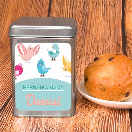 "Herbatka Mamy" - personalizowana puszka na herbatę.