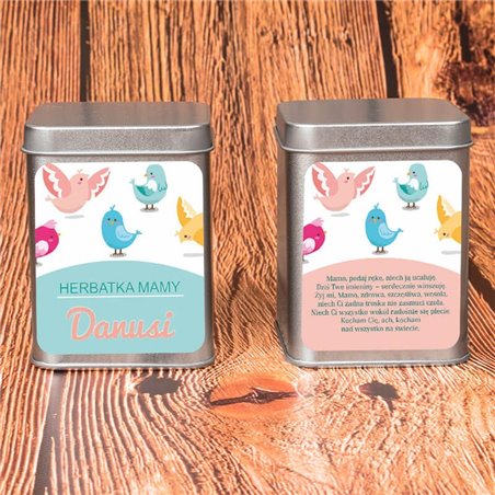 "Herbatka Mamy" - personalizowana puszka na herbatę.