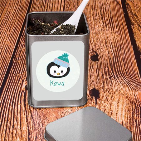 Puszka na kawę z pingwinkiem.