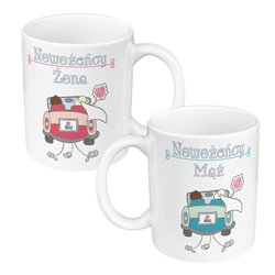 Zestaw Kubków 330 ml kolorowy dla pary "Nowożeńcy" 2