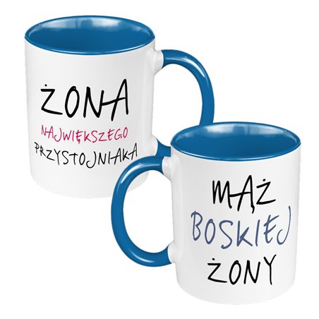 Zestaw Kubków 330 ml kolorowy dla pary "Mąż i żona"