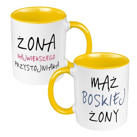 Zestaw Kubków 330 ml kolorowy dla pary "Mąż i żona"