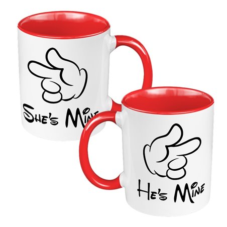 Zestaw Kubków 330 ml kolorowy dla pary " "He's/ She's Mine""