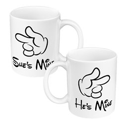 Zestaw Kubków 330 ml kolorowy dla pary " "He's/ She's Mine"" 2