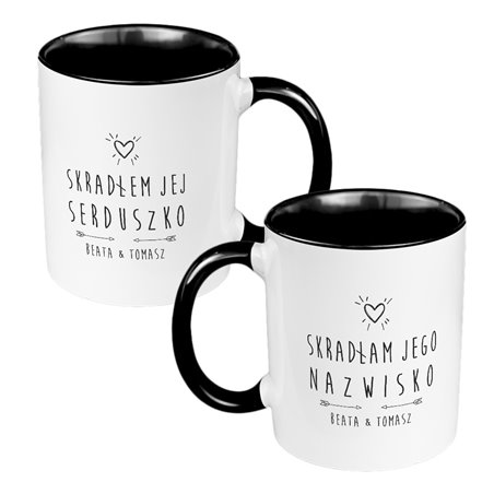 Zestaw Kubków 330 ml kolorowy dla nowożeńców.