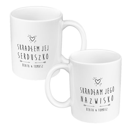 Zestaw Kubków 330 ml kolorowy dla nowożeńców.