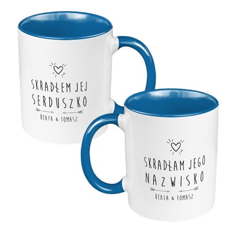 Zestaw Kubków 330 ml kolorowy dla nowożeńców.