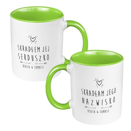 Zestaw Kubków 330 ml kolorowy dla nowożeńców.