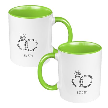 Zestaw Kubków 330 ml kolorowy dla nowożeńców.