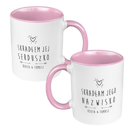 Zestaw Kubków 330 ml kolorowy dla nowożeńców.