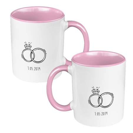 Zestaw Kubków 330 ml kolorowy dla nowożeńców.