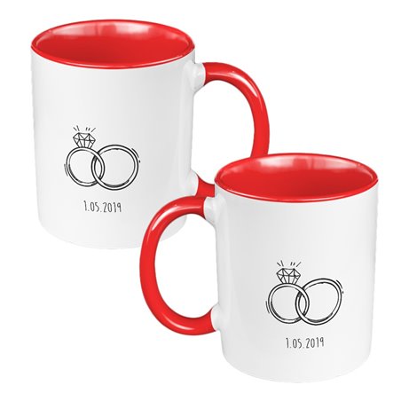 Zestaw Kubków 330 ml kolorowy dla nowożeńców.