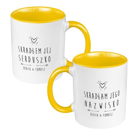 Zestaw Kubków 330 ml kolorowy dla nowożeńców.