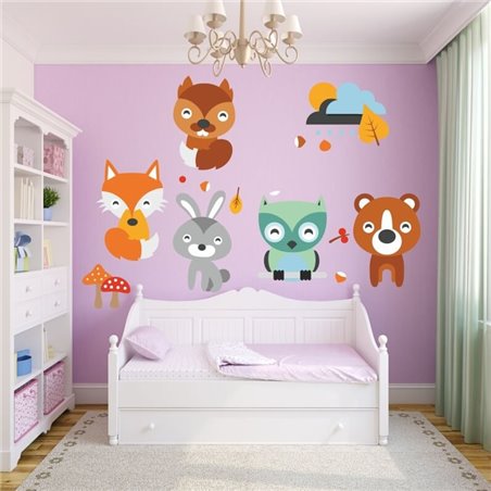 "Zwierzęta leśne" - naklejki dekoracyjne do pokoju dziecięcego.