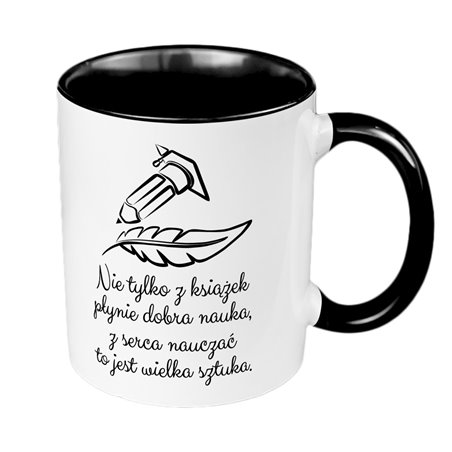 Kubek 330 ml kolorowy dla nauczyciela z motywującą sentencją.