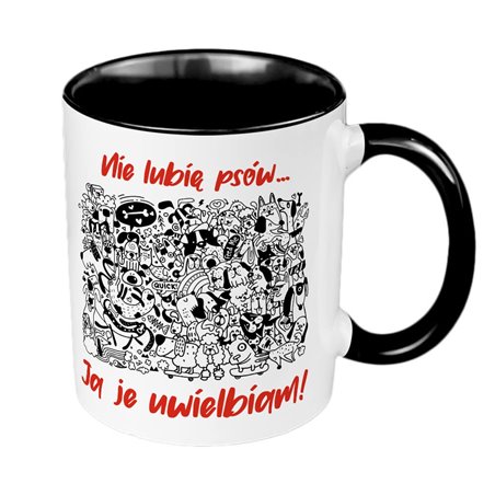"Uwielbiam psy " - kubek 330 ml kolorowy dla miłośnika psów.