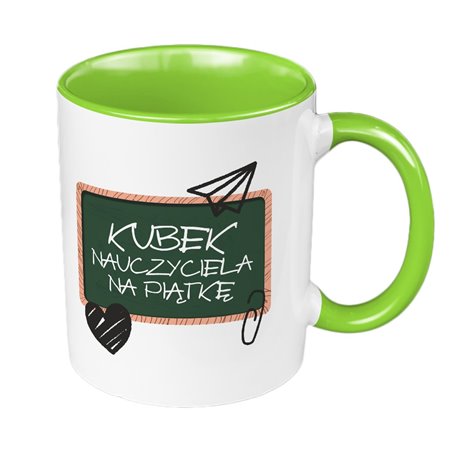 "Kubek nauczyciela na 5" - kubek 330 ml kolorowy- prezent z okazji Dnia Nauczyciela.