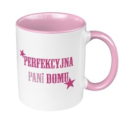 Kubek 330 ml kolorowy z napisem "Perfekcyjna Pani Domu".