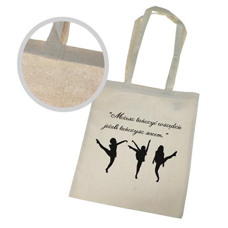 Torba ekologiczna bawełniana z długimi uszami dla tancerki lub tancerza- idealna na zajęcia taneczne.