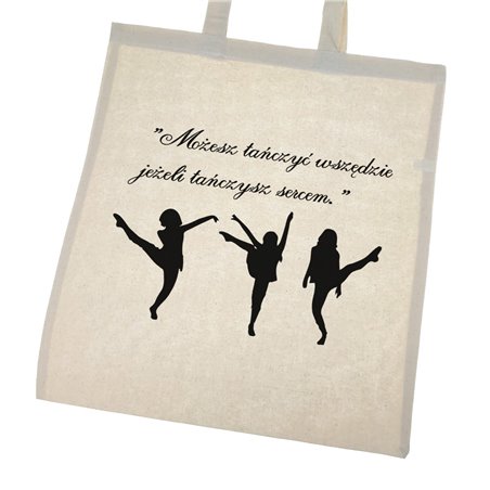 Torba ekologiczna bawełniana z długimi uszami dla tancerki lub tancerza- idealna na zajęcia taneczne.
