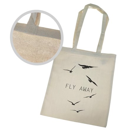 Torba ekologiczna bawełniana z długimi uszami z tekstem "Fly away"