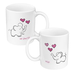 Zestaw kubków dla par 330 ml kolorowy ze słonikami. 2