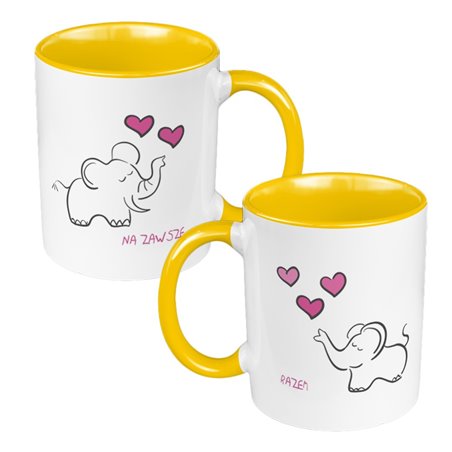 Zestaw kubków dla par 330 ml kolorowy ze słonikami.