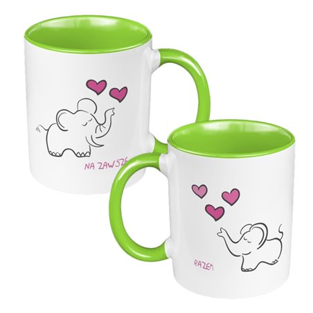 Zestaw kubków dla par 330 ml kolorowy ze słonikami.