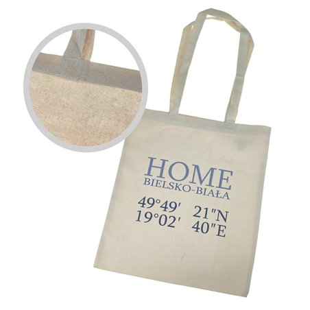 Torba ekologiczna bawełniana z długimi uszami z tekstem "Home Bielsko-Biała"