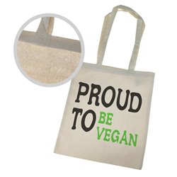 Torba ekologiczna bawełniana z długimi uszami z tekstem "Proud to be vegan"