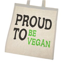 Torba ekologiczna bawełniana z długimi uszami z tekstem "Proud to be vegan" 2